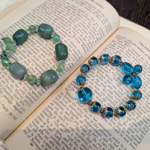 Elegant Blue and Green Beaded Bracelets